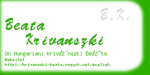 beata krivanszki business card